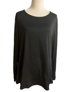 NWT Women 3XL 28 W Top Shirt Long Sleeve Black Pullover Polyester Spandex - Picture 1 of 6