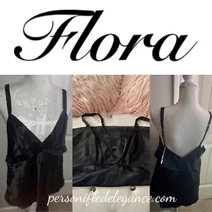NUEVO Top para dormir Flora Negro Satén Talla XL $25 - Imagen 1 de 12