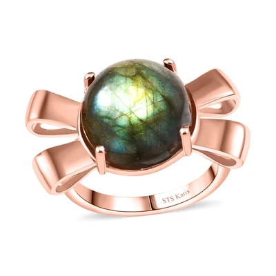 Anel de nó de amor malgaxe labradorita 9,40 ctw folheado a 18K RG - Imagem 1 de 4