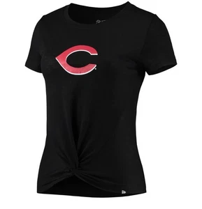 Cincinnati Reds New Era Damen 2-Hit Front Twist Burnout T-Shirt Schwarz M MLB - Bild 1 von 7