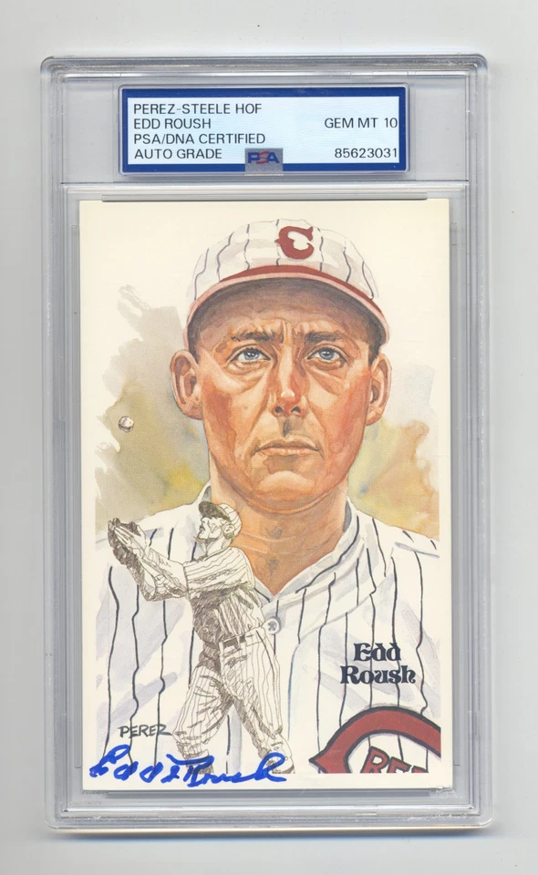 EDD ROUSH GEM MINT 10 PSA/DNA SIGNED  PEREZ STEELE POST CARD - SUPERB!! - Image 1 of 1