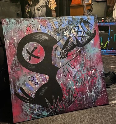 Large Abstract Drinky Crow Show Original Painting 35x35 - Image 1 of 4