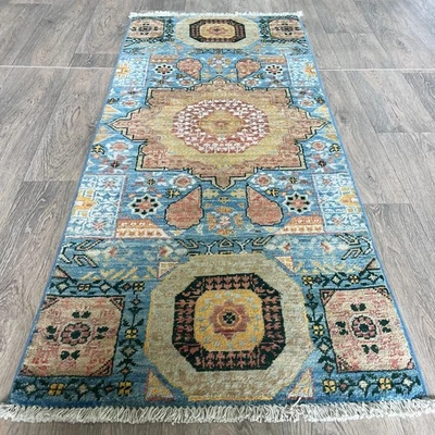150 x 61cm Vintage Handmade Afghan Carpet Hallway Runner Fine Oriental Wool Rug - Image 1 of 4