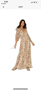 Free People Maxikleid M Earthfolk Maxi Tee Kombi Blumen transparent Langarm Relax - Bild 1 von 8