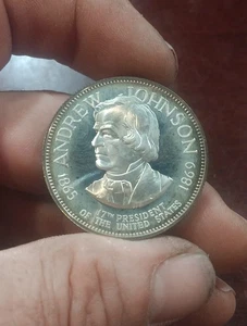 Proof Sterling Silver Round Featuring Andrew Johnson. 33 Grams. NICE! - Picture 1 of 2