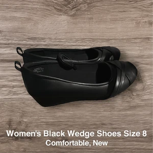Zapatos de vestir negros con cuña para mujer talla 8 - cómodos sin cordones, nuevos - Imagen 1 de 2