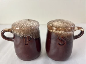 MCM McCoy Keramik Braun Tropf Salz Pfefferstreuer 4" Herdplatte Griffe SCHÖN - Bild 1 von 4