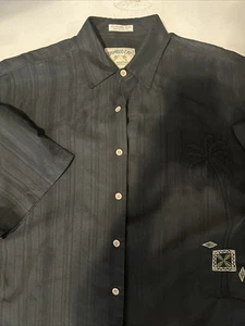 Bamboo Cay Black Button Up T-Shirt Vintage Tags Hawaiian Beach Size Large - Picture 1 of 4