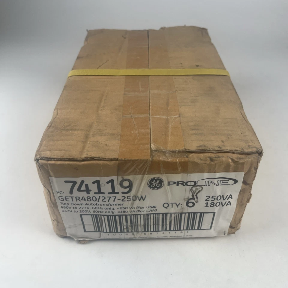 Caja de 6 transformadores automáticos reductores GE 74119 GETR480/277-250W 480V/347V 277V/220V Foto 1 de 1