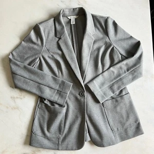 White House Black Market Blazer Knit Career Office Gray Jacket Size 8 - Picture 1 of 7