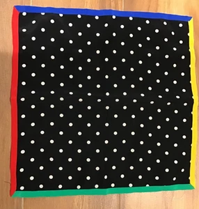 Foulard de poche Saks Fifth Avenue à pois avec bordure multicolore 12,5" carré Italie - Photo 1/4