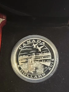 2014 CANADA 5 $ TRADITION OF HUNTING - CANADA GOOSE .9999 FINE SILVER - W/Case - COA - Bild 1 von 4