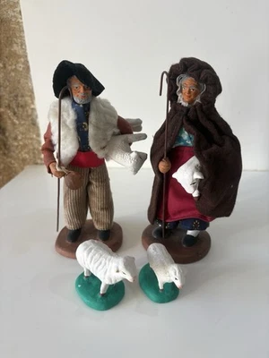 Ancien santon de Provence CHAVE AUBAGNE Déco Noël MEUNIER BERGER BERGÈRE MOUTON - Photo 1/4