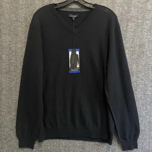 NEW Tahari Sweater Mens Large Black V Neck 100% Cashmere Pullover Soft Luxury - Picture 1 of 8