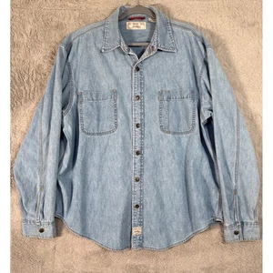 Levi Strauss Signature Denim Shirt Mens XL/TG Light Wash Button Down Chore Barn - Picture 1 of 7