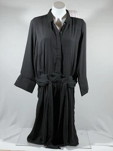 NEW Gretchen Scott Breezy Blouson Chiffon Dress Womens Extra Large Black Casual - Picture 1 of 24