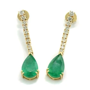 Inversión Esmeralda Brillante Pendientes 5,84CT 750er Oro Blanco - Imagen 1 de 5