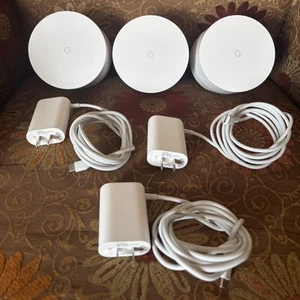 Google WiFi Mesh Router System 3 pack NLS-1304-25 AC-1200 Covers 4,500 Sq Ft - Photo 1/9