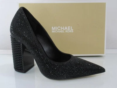 Michael Kors Maxine Block Heel Rhinestone Dress Pumps Pointed Toe Black Size 7.5 - Image 1 of 4