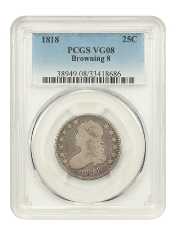 1818 25c PCGS VG-8 (Browning 8) Cover