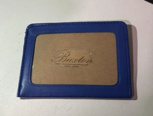 Portatarjetas e identificación vintage de cuero genuino Buxton azul - Imagen 1 de 5