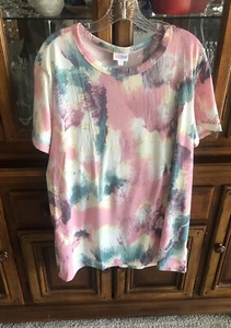 LulaRoe Pinks Multi S/S Liv NWT 2XL Powder Bomb Super Soft Fun Poly BL T-Shirt - Picture 1 of 14