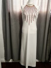 70’s  vintage White Sequin Beaded halter maxi dress Union Made S/M