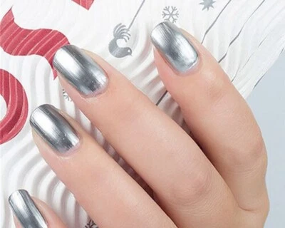 Smalto unghia Argento Cromato Lucido Rinforzante resistente nail art mani piedi - Immagine 1 di 4