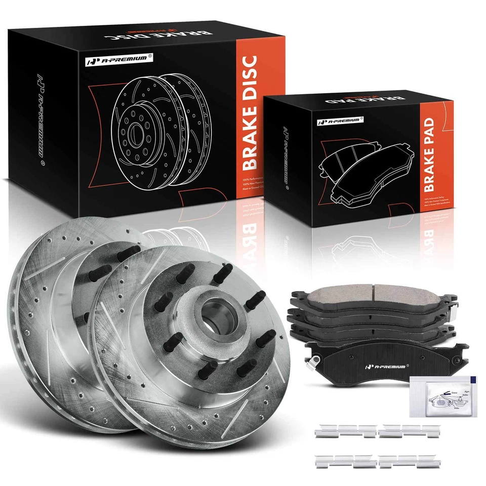 6 rotores de freno perforados y pastillas de freno delanteras de cerámica para Dodge Ram 1500 Van 1999 Foto 1 de 4