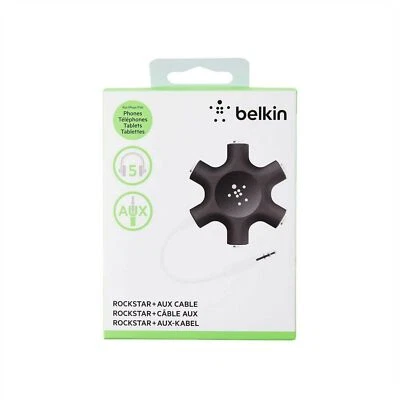 DIVISOR DE AURICULARES BELKIN ROCKSTAR AUDIO AUX 5 TOMAS SONIDO 3,5 MM NEGRO F8Z274BTBLK Foto 1 de 4