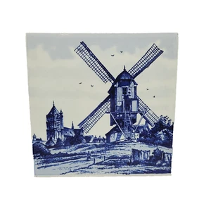 Windmühlendorf Delfter Stil Keramikfliese Untersetzer Gilliot & Cie Hemiksem Belgien - Bild 1 von 19
