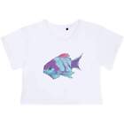 'Purple and Pink Fish' Women's Cotton Crop Tops (CO046322)