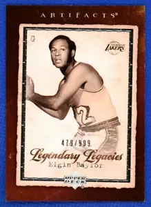 Artefactos de cubierta superior Legendary Legacies 2007-08/999 Elgin Baylor #169 Salón de la fama - Imagen 1 de 2