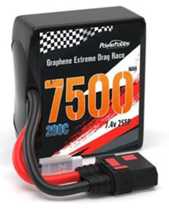 Powerhobby Graphene 2S 7500MAH 200C DRAG LIPO AKKU 2S5P mit 8AWG Kabel QS8 STECKER - Bild 1 von 1