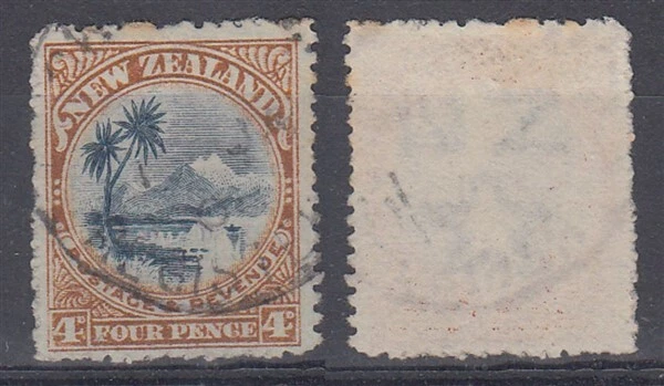 NUEVA ZELANDA 1903 PICTÓRICO 4d. LAKE TAUPO P14 WMK INVERTIDO USADO (ID:061/D63125) Foto 1 de 1