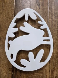 Caja y barril metal conejito remache blanco pintado conejo 10,25" - Imagen 1 de 7