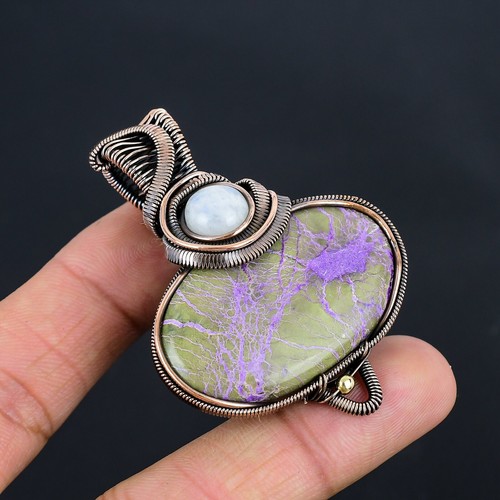 VETEMENTS Ciondolo Porpora Diaspro Pietra di Luna Preziosa Filo di Rame Avvolto Gioielli LC 250