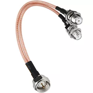 1pc F Type Coax Cable Splitter To F Dual Female 3 Way RG316 Coaxial Cable 15cm - Picture 1 of 10
