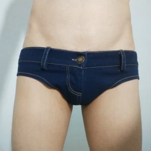 Pantaloncini uomo gay sexy denim mini pantaloni caldi vita bassa slim club party bar - Foto 1 di 5