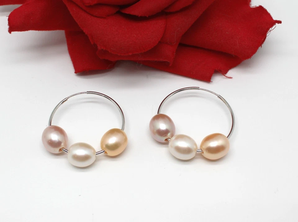 纯银 JWK 11.32 克珍珠环穿孔耳环猫救援 — 第 1/1 张图片