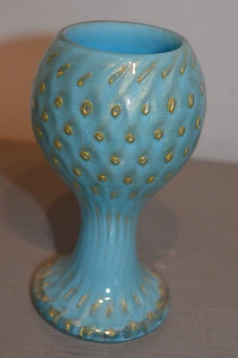 Ancien Calice Verre Bertil Vallien Kosta Boda Suède  Bleu et Or - Photo 1/4
