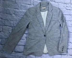 ON SALE Loft 2 Jacket Navy White Stretch Lined Buttons Pockets Ann Taylor Blazer - Picture 1 of 11