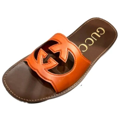 SANDALIAS HOMBRE GUCCI COSMOS SOFTY GG RECORTE CUERO MARRÓN TALLA 14 Foto 1 de 4