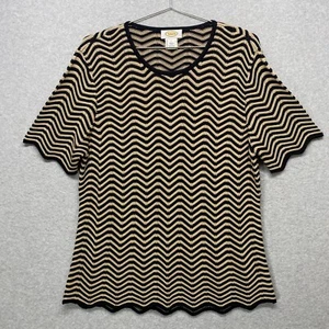 Talbots Sweater Womens Large Brown Black Silk Cotton Zig Zag - Bild 1 von 11