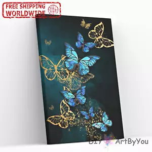 Paint By Numbers Kit Butterflies Nature Canvas Home Draw Kids Framed Adult Decor - Picture 1 of 19