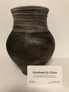 RARE SIGNED ELAINE XENELIS FULLER STUDIO ART POTTERY RAKU VASE RED DOOR POTTERY! - Picture 1 of 12
