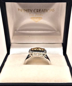 14K White Gold Halo Ring 9.50x6.50mm, 2.5 ct Rectangular Cut Citrine 20 Diamonds - Picture 1 of 5