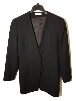 Vintage Brooks Brothers Womens 8 Oversized Wool One Button Blazer Black USA Made — 第 1/4 张图片