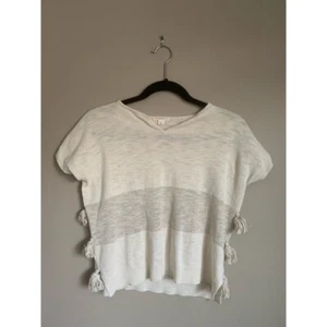 JCREW CREWCUTS Kids Girls Cream&Gold Sparkle Tassel Short-Sleeve Sweater Size 10 - Picture 1 of 2