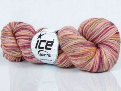 4-Skein Lot Baby Superwash Merino Print Yarn fine 4x50g/200m Pink Grey Gold Brwn - Image 1 of 4